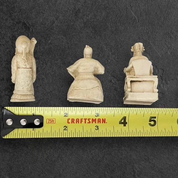 Vintage Chinese Resin Figurines Set of 6 Faux Ivory Decor Mid Century Intricate‎